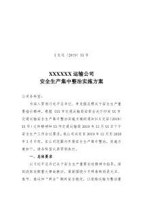 XXXXX运输公司安全生产集中整治实施方案