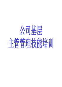 公司基层主管管理技能培训