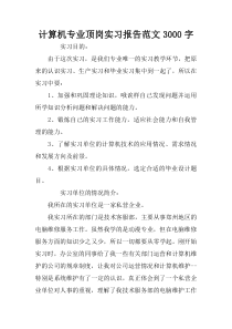 计算机专业顶岗实习报告范文3000字