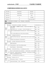 制鞋企业质量管理部标准管理员岗位说明书