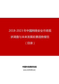 2019年中国网络安全市场现状调查与未来发展前景趋势报告目录