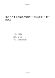 我对“民事诉讼法基本原则——辩论原则”的一些浅见