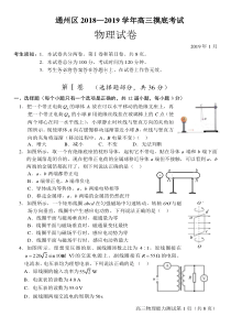 通州区2018-2019高三期末物理试题及答案