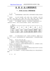 各类企业人事管理典范