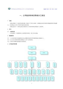 公司组织机构及职能分工规定