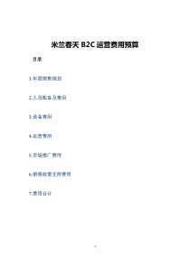 某淘宝商城B2C费用预算规划