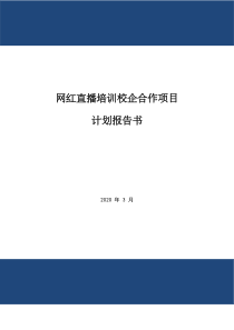 网红直播培训校企合作项目计划报告书.doc