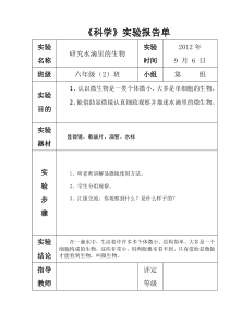 苏教版六年级上册科学实验报告单-2