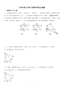 北师大版七年级下册数学培优压轴题