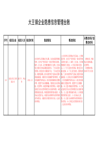 大王镇企业隐患信息管理台账