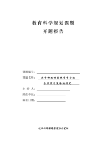 《高中物理课堂教学中小组学习策略的研究》课题开题报告