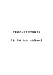 安徽省龙人投资担保有限公司人事、行政、财务管理、内