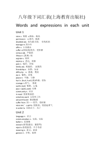 沪教版八年级下册词汇表