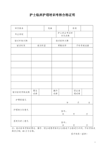 护士临床护理培训考核合格证明