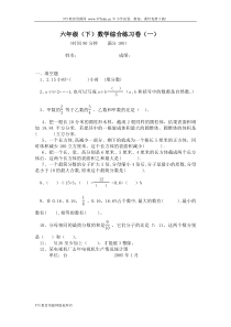 小学北师大版六年级数学小升初综合练习试卷