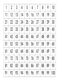 1-1000数字认知14张表