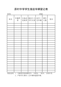 学生接送车辆登记表