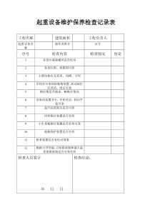 起重设备-维护保养检查记录表