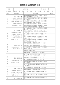 医院员工试用期考核表