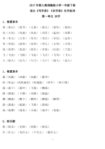 部编版语文一年级下册会写、会认字组词