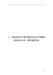 二、各级安全生产责任制和安全生产规章制度目录及文件