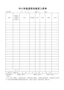 中小学食堂库存物资入库单