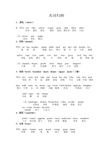 (广州版)小学英语名词分类