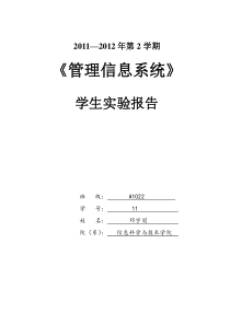 管理信息系统实验报告