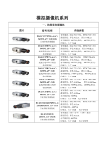 海康威视模拟摄像机系列产品参数