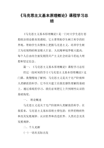 《马克思主义基本原理概论》课程学习总结