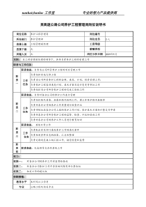 某高速公路公司养护工程管理岗岗位说明书.