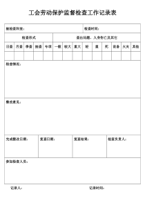 工会劳动保护监督检查工作记录表