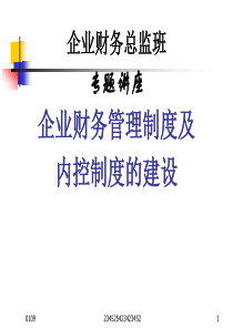 企业财务总监班专题讲座企业财务管理制度及内控制度的