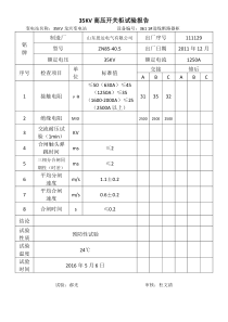 35KV变电站35KV开关柜预防性试验