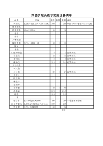 养老护理员教学实施设备清单