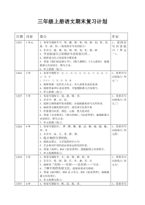 三年级上册语文复习计划表