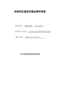 哈密地区基层党建品牌申报表