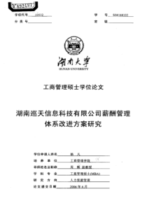 湖南巡天信息科技有限公司薪酬管理体系改进方案研究