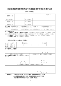 河南省基础教育教学研究室专项课题重要事项变更申请审批表