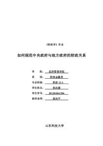 如何规范中央政府与地方政府的财政关系