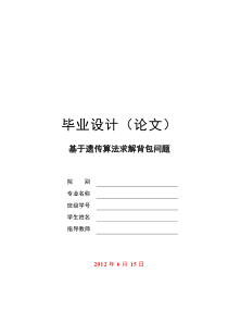 基于遗传算法求解背包问题