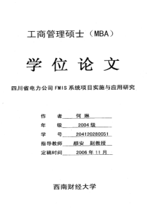 四川省电力公司FMIS系统项目实施与应用研究