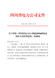 四川省电力公司规范和加强农电岗位人员管理的意见