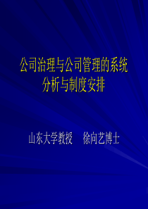 第 讲 公司治理与公司管理的系统分析