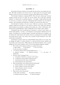 2009年新人教版高二英语上阅读理解题15
