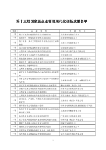 第十三届国家级企业管理现代化创新成果名单