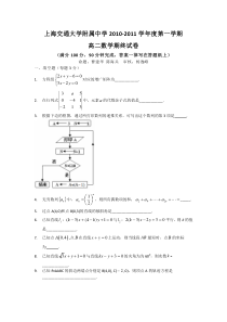 上海交通大学附属中学1011学年度高二上学期期末试卷数学