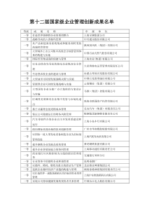 第十二届国家级企业管理创新成果名单