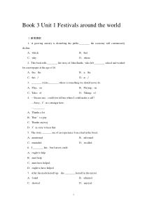 单元规范训练BOOK3Unit1Festivalsaroundtheworld