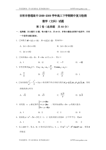 吉林市普通高中20082009学年高三下学期期中复习检测数学文科试题